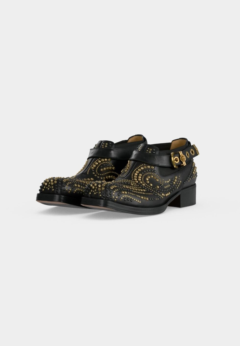 Versace BOOTIES STUDS - Cowboy/biker ankle boot - black/vibrated gold-coloured
