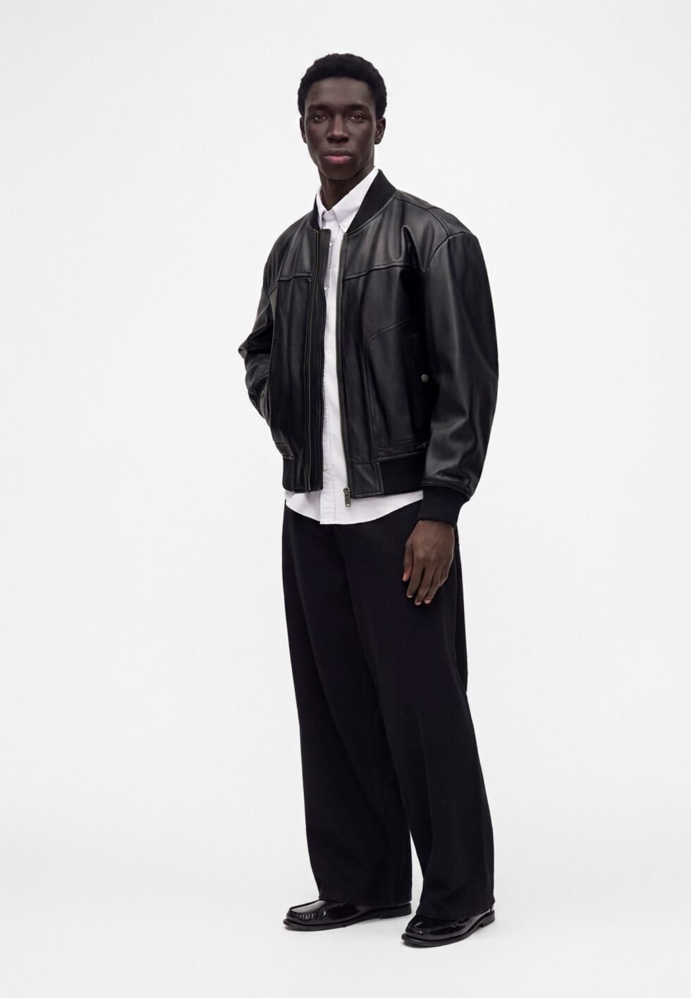 BOSS JOKANS - Leather jacket - black