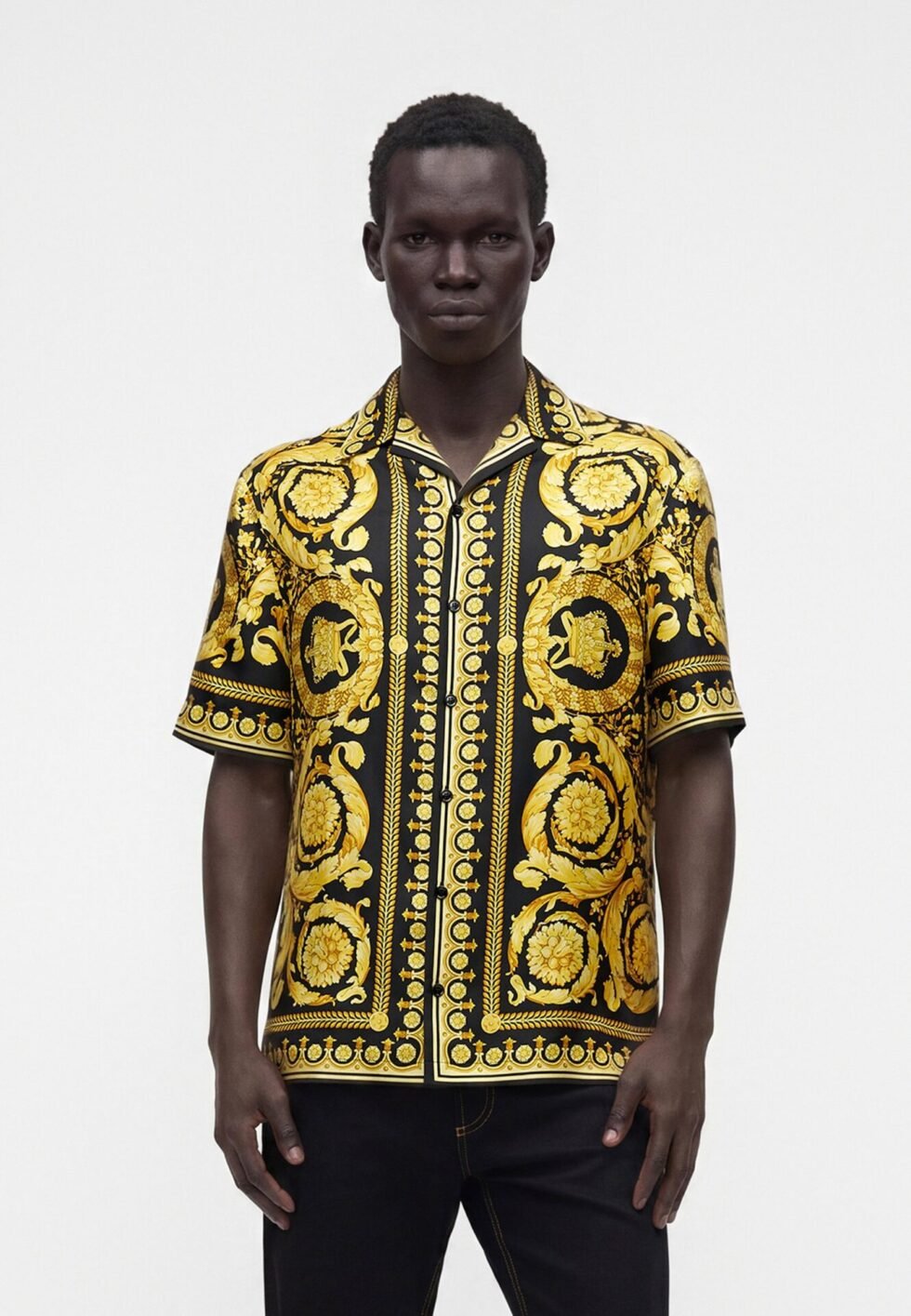 Versace INFORMAL SHIRT - Shirt - black/gold-coloured