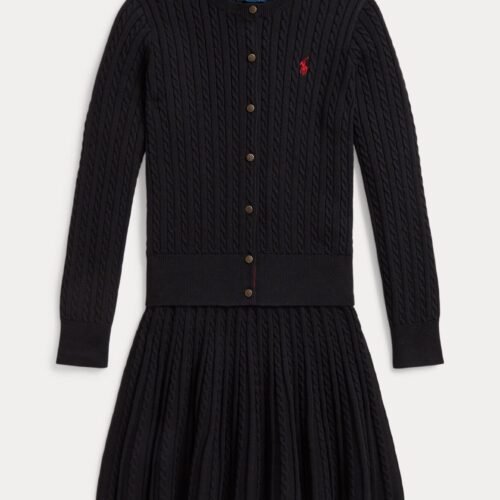 Polo Ralph Lauren MINI-CABLE COTTON CARDIGAN & SKIRT SET 7-14Y - Mini skirt - black