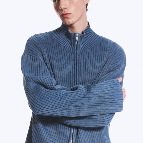 Weekday ZIP-THROUGH - Cardigan - washed navy