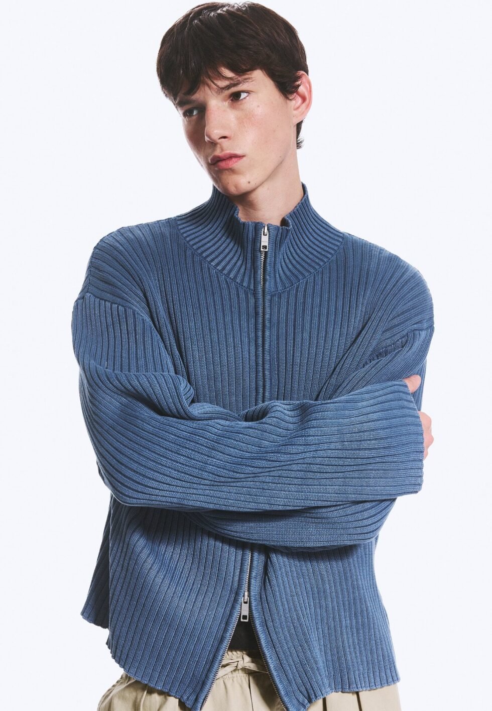 Weekday ZIP-THROUGH - Cardigan - washed navy