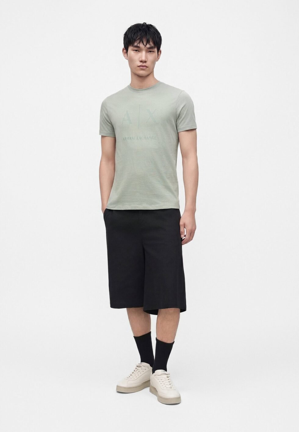 Armani Exchange SLIM - Print T-shirt - green