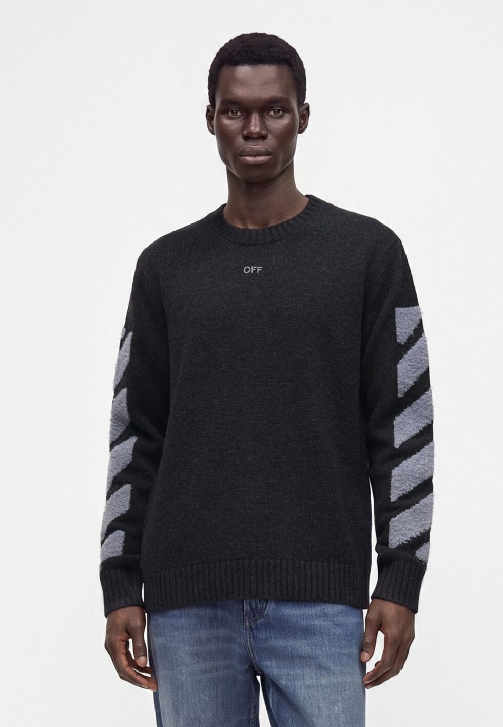 OFF-WHITE DIAG FUZZY CREWNECK - Jumper - antracite