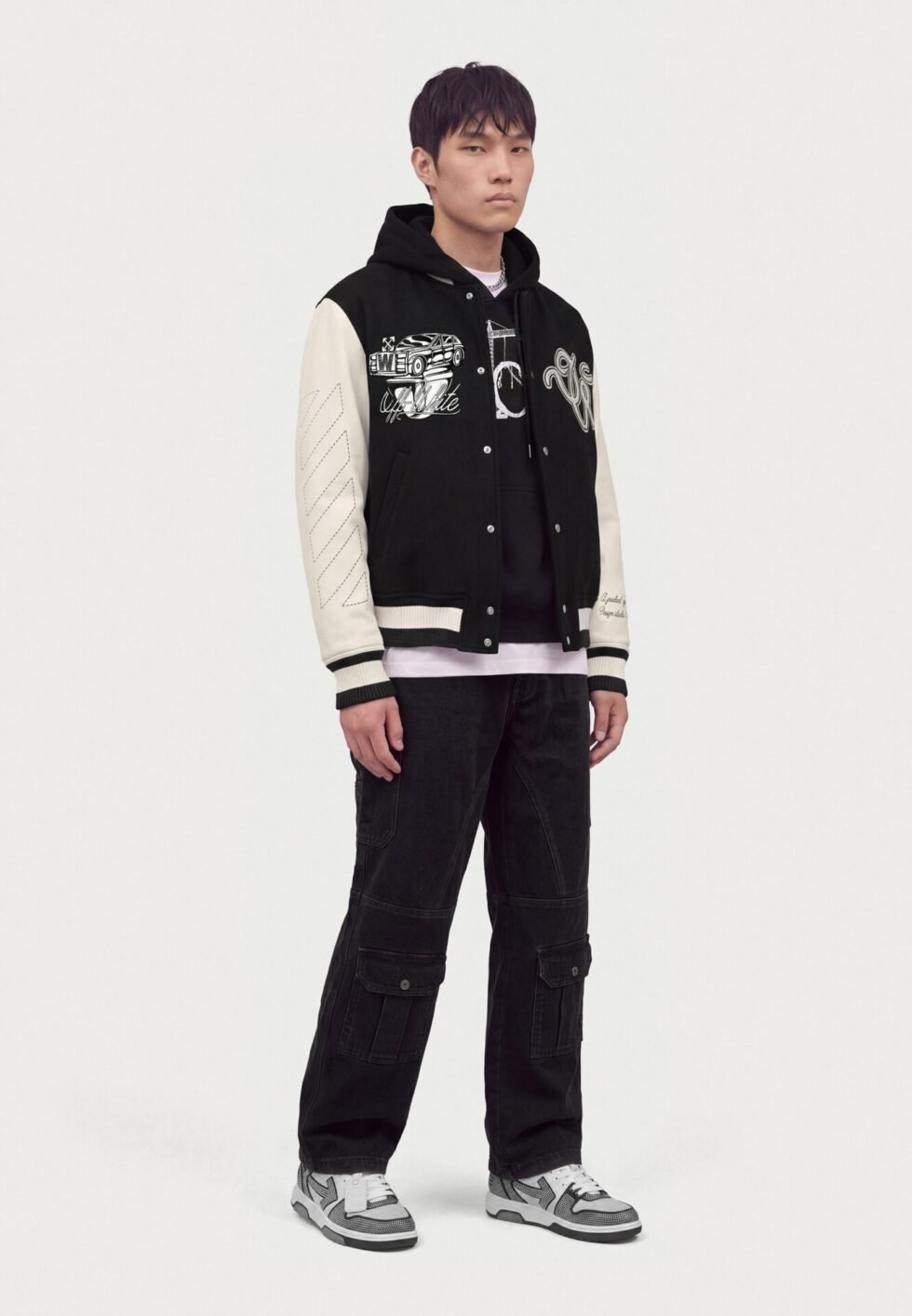 OFF-WHITE CAT OFF REGULAR COLLAGE VARSITY JKT - Bomber jacket - black