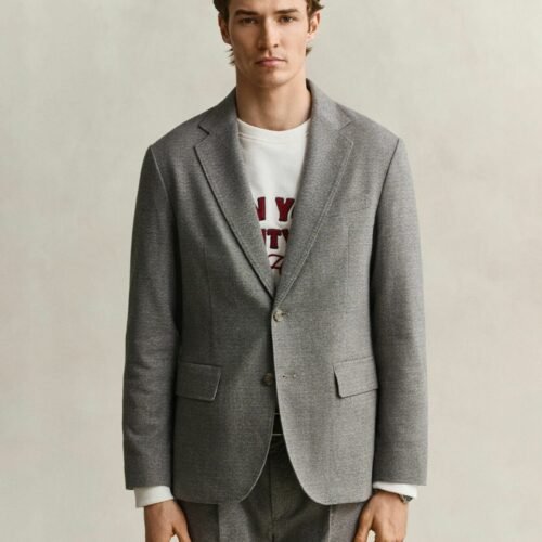 GANT FLANNEL BLAZER - Suit jacket - mist taupe